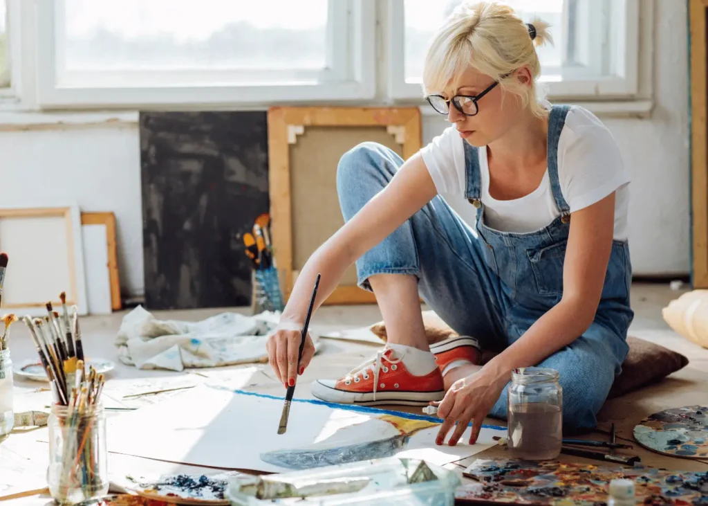 creative woman painting