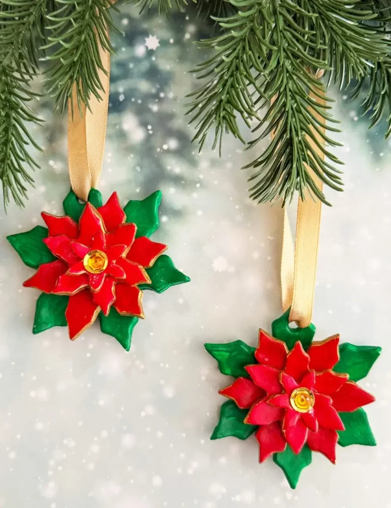 Air-Dry Clay Poinsettia Ornaments. AIR DRY CLAY CHRISTMAS ORNAMENTS