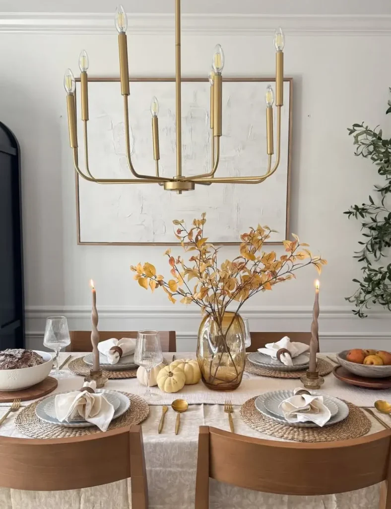 Amber + Gold Minimal Elegance. thanksgiving tablescape ideas