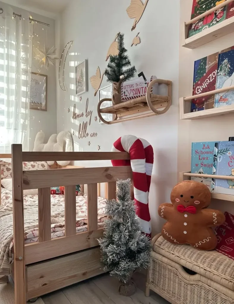Christmas-Kids-Bedroom-Idea-with-large-candy-cane-cushion