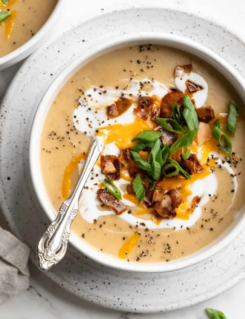 Creamy Loaded Potato Soup. Vegan Soup Recipes