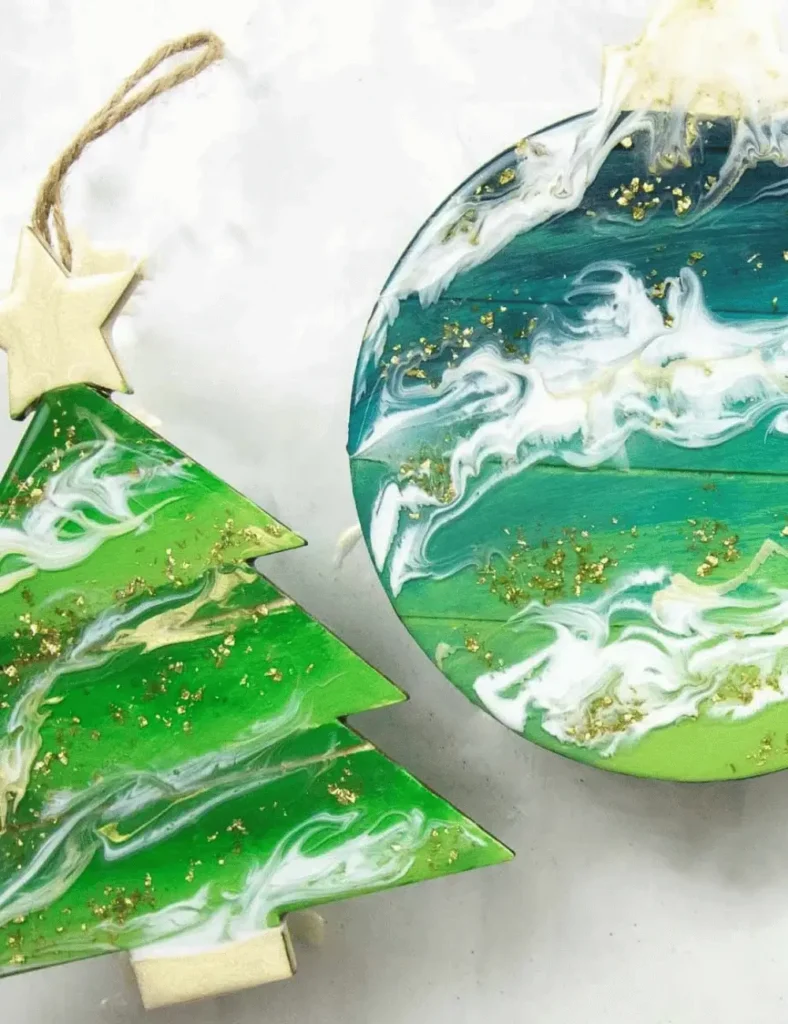 DIY Elegant Poured-Resin Christmas Ornaments