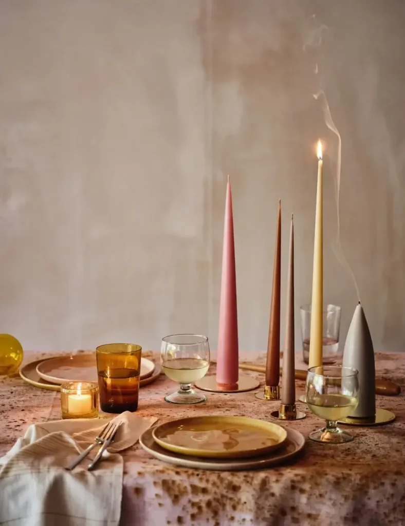Modern Taper Candle Sculpture. thanksgiving tablescape ideas