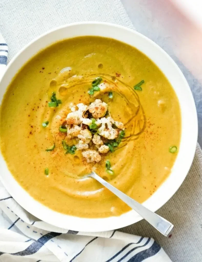 Moroccan Spiced Cauliflower Soup. Vegan Soup Recipes