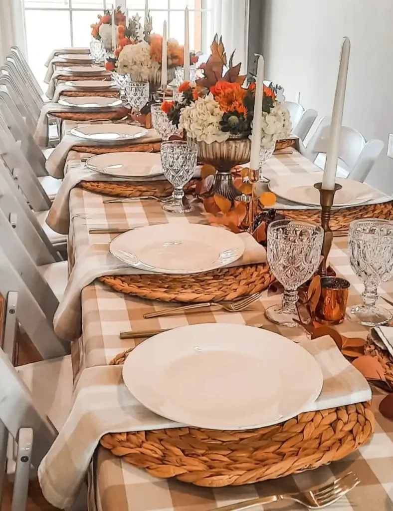 Neutral Gingham for a Larger Gathering. thanksgiving tablescape ideas