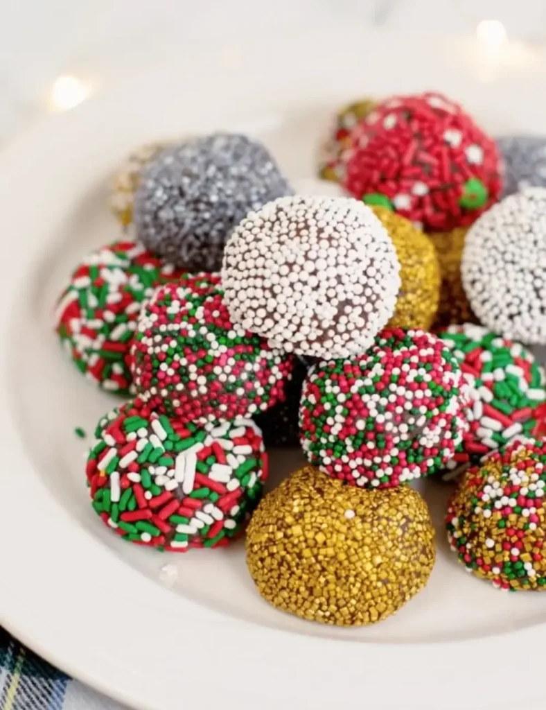 No Bake Christmas Brownie Truffles