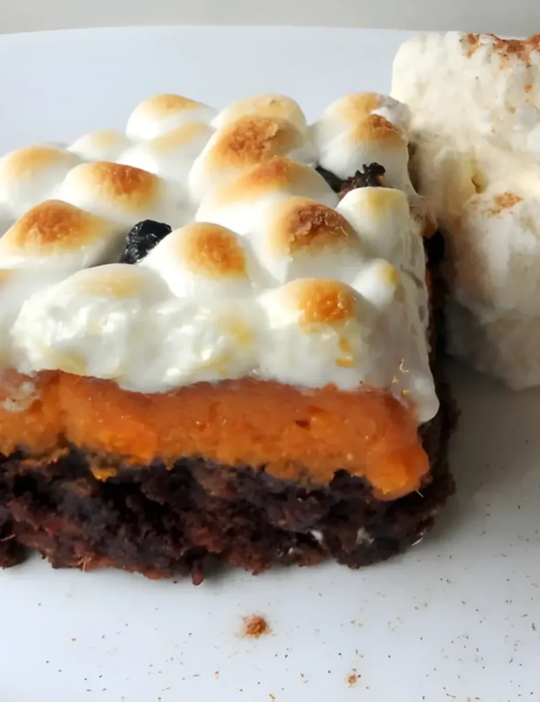 Pecan Pie Brownies with Sweet Potato Casserole Topping. thanksgiving brownies