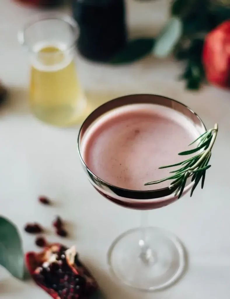Pomegranate Martini with Rosemary Honey Syrup