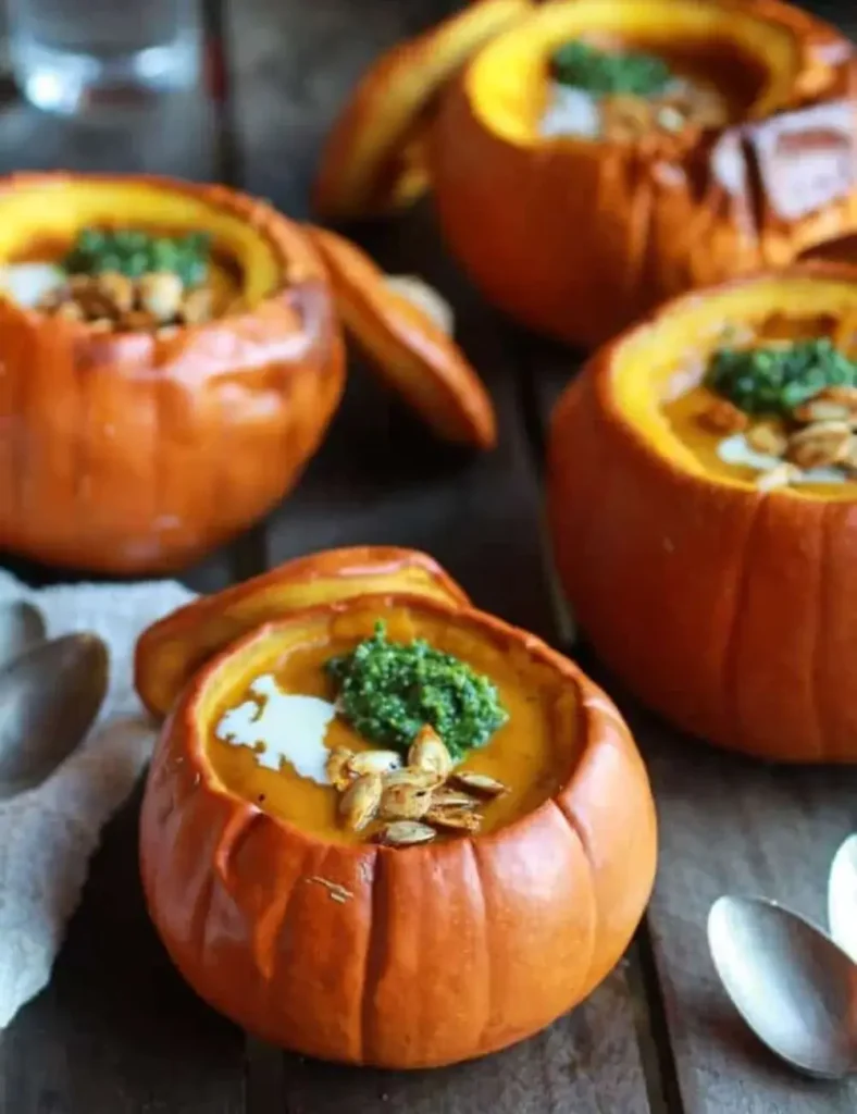 Roasted Garlic Sage Pesto Pumpkin Soup. pumpkin soup recipes
