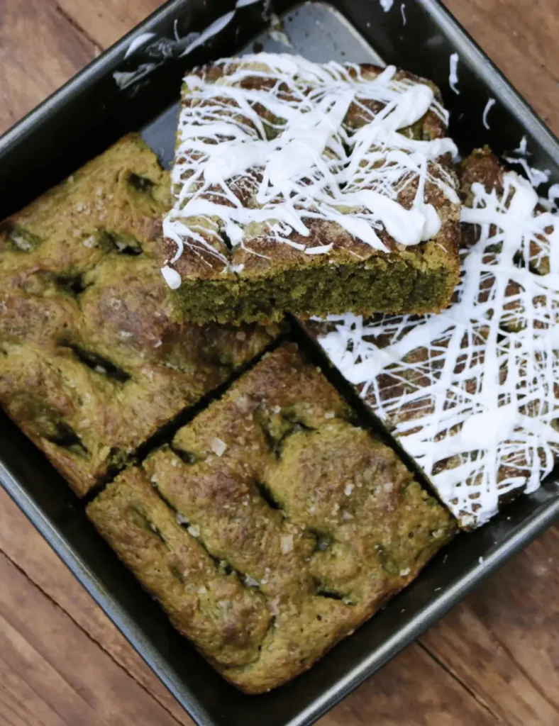 Sweet Matcha Focaccia with White Chocolate
