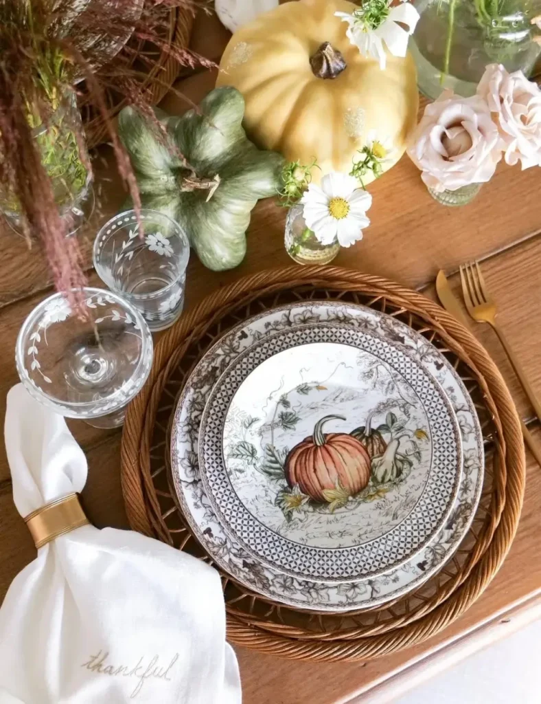 Vintage Pumpkin China + Woven Layers