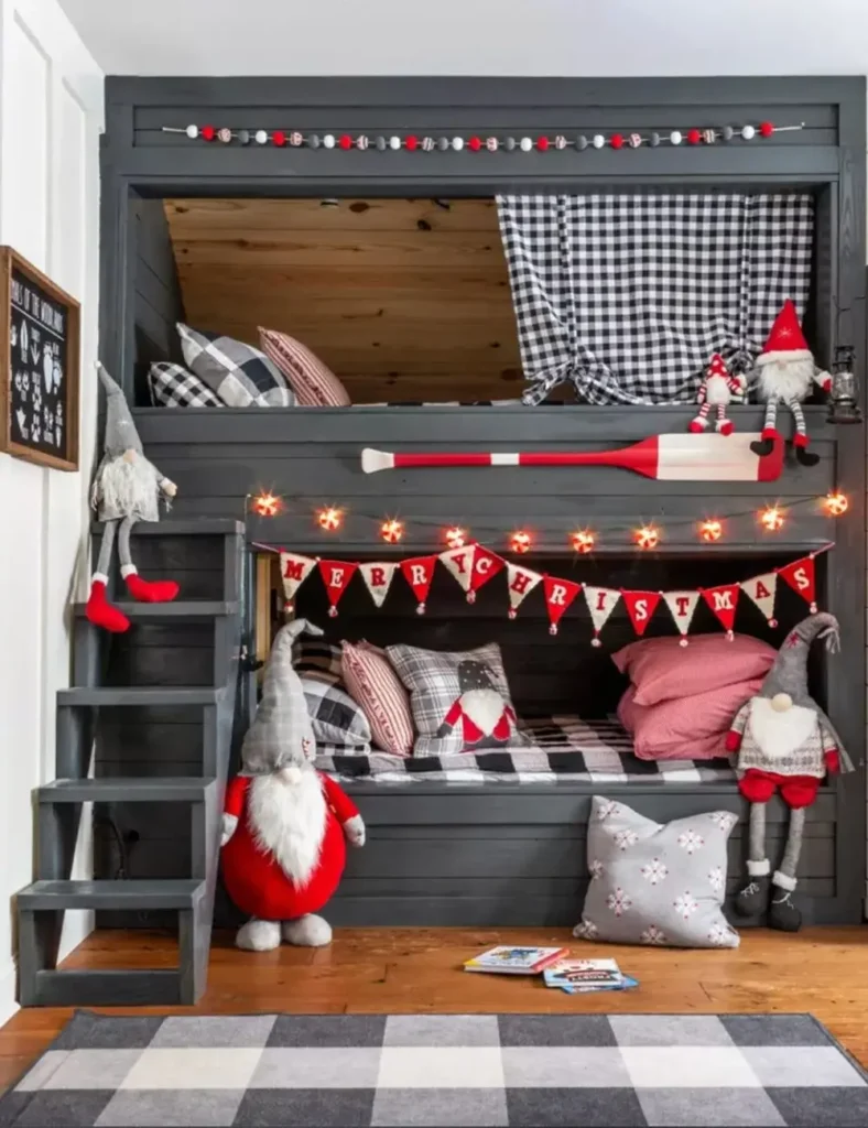 grey-checkered-Christmas-Kids-Bedroom-Ideas