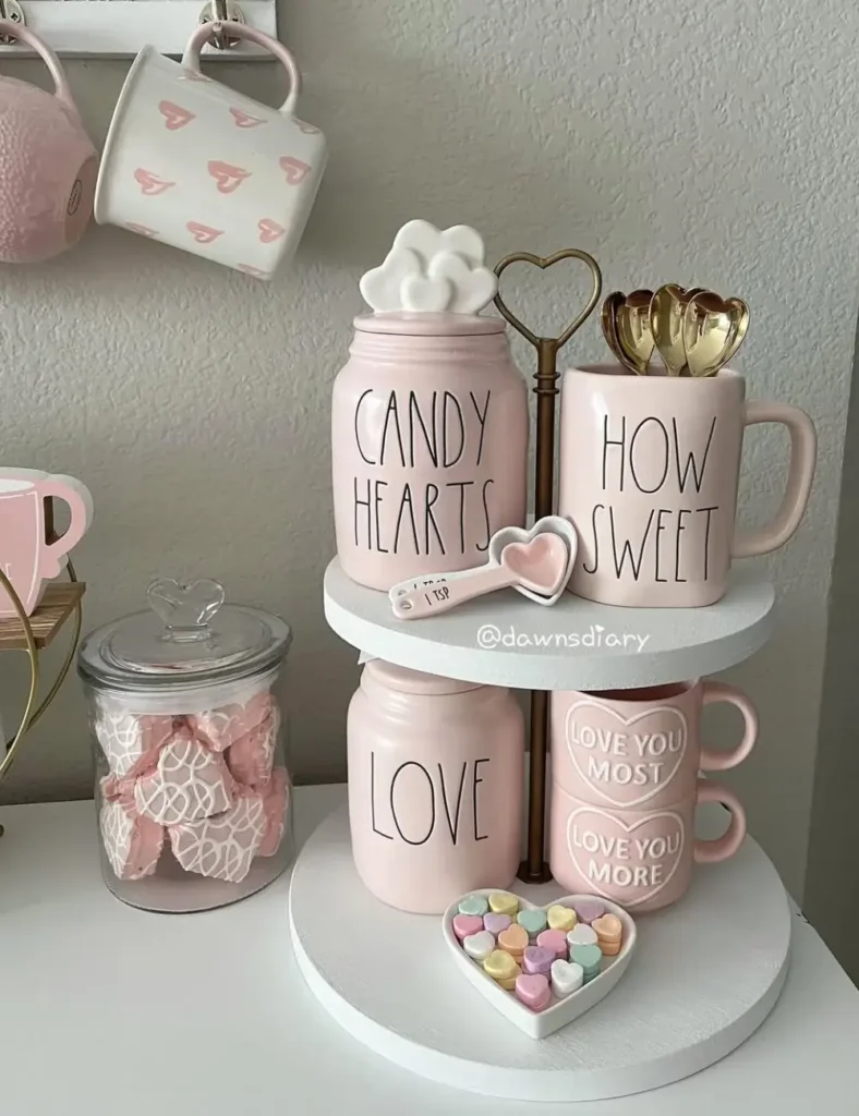 Soft Pastel Candy Hearts Tray