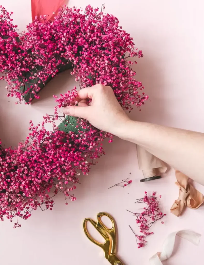 Baby's Breath Heart Wreath. DIY Valentine's Day Wreath Ideas