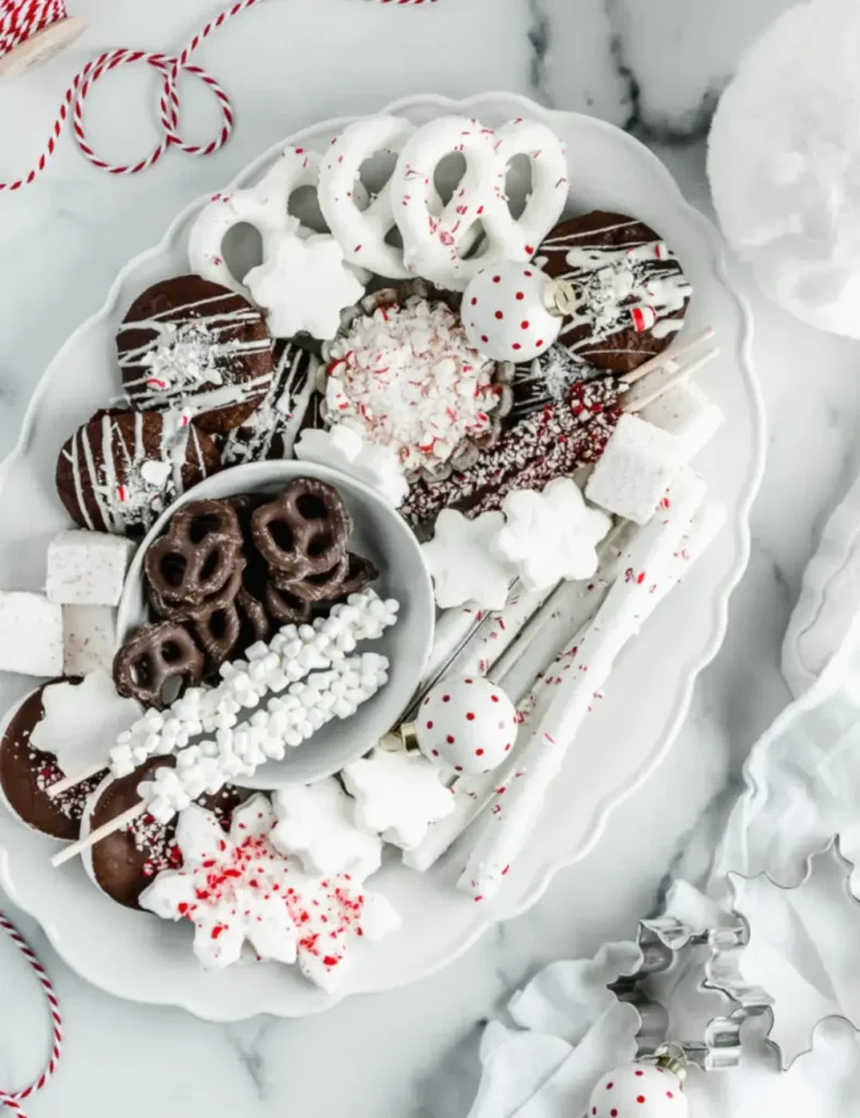 Chocolate Peppermint Christmas Snack Board