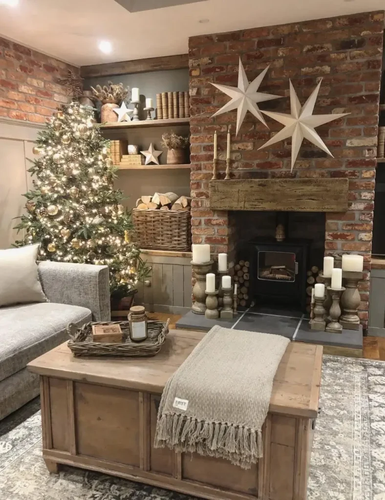 rustic Christmas living room idea