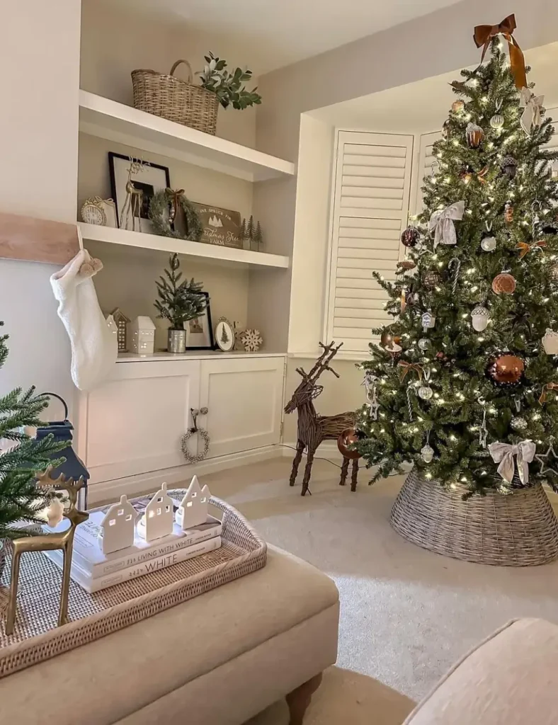 neutral Christmas living room idea