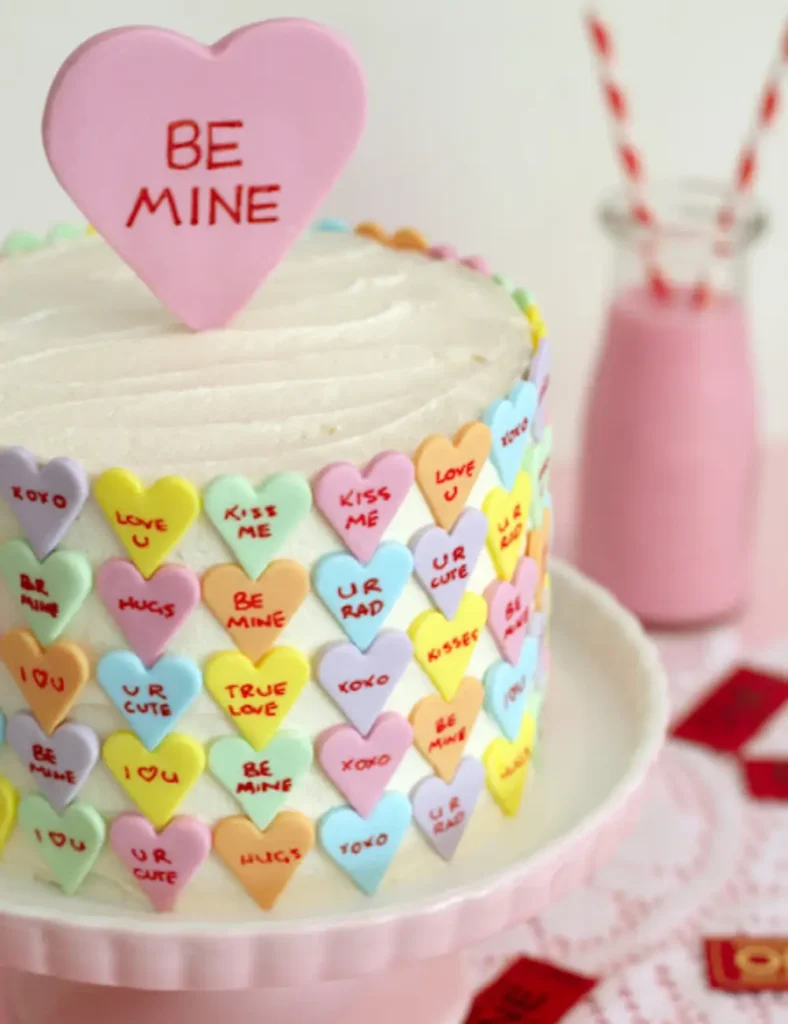 Conversation Heart Valentines Cake