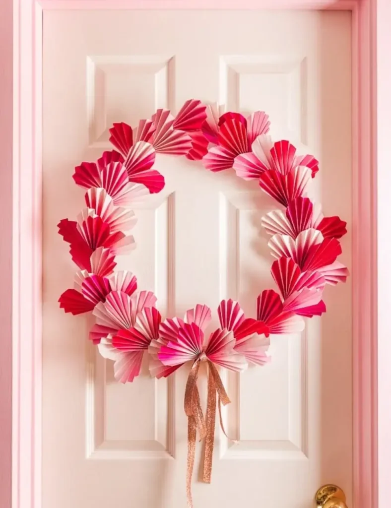 DIY Paper Heart Wreath. DIY Valentine's Day Wreath Ideas