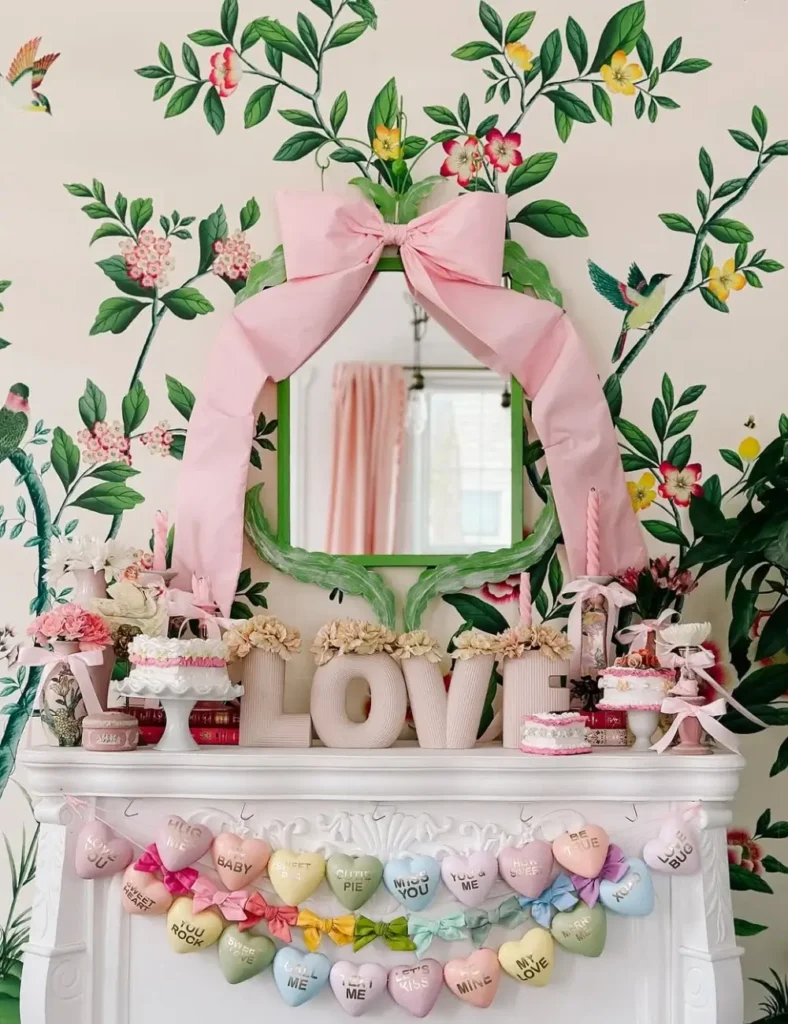 Conversation-Heart Candyland Mantel