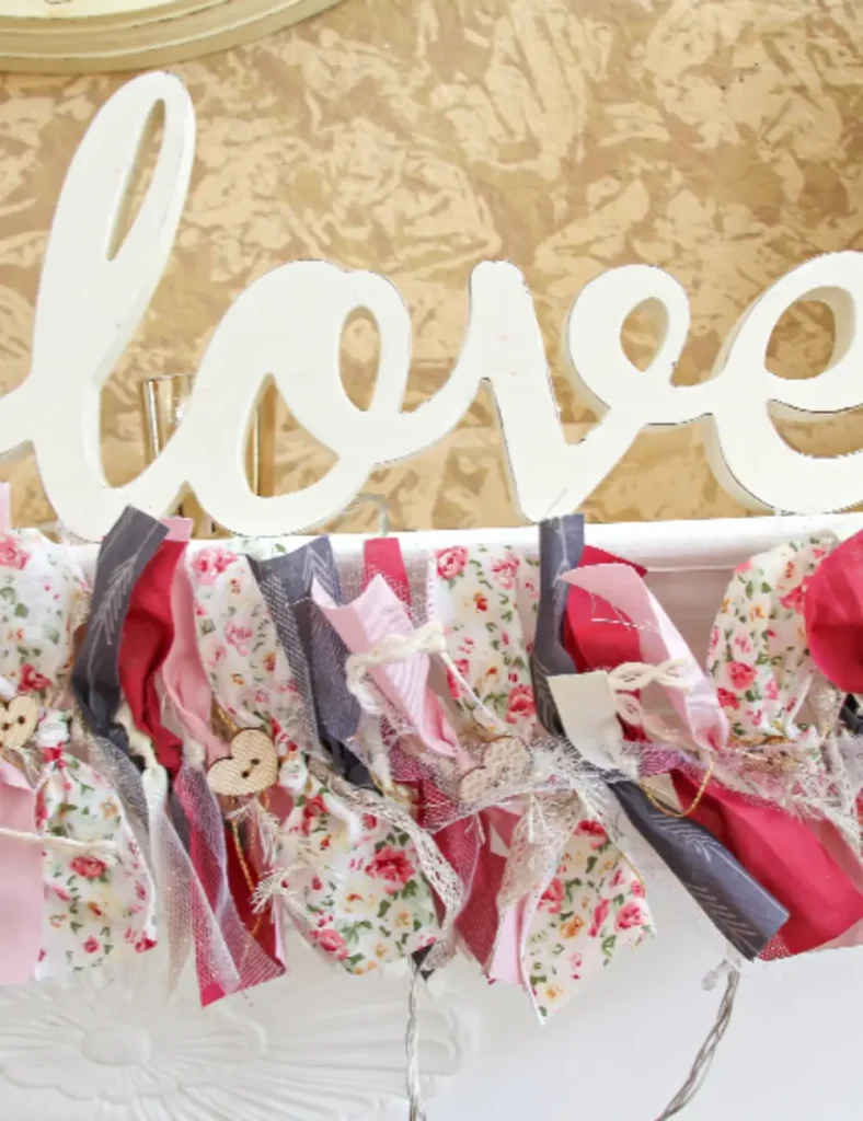 Fabric and Ribbon Valentine’s Day Garland