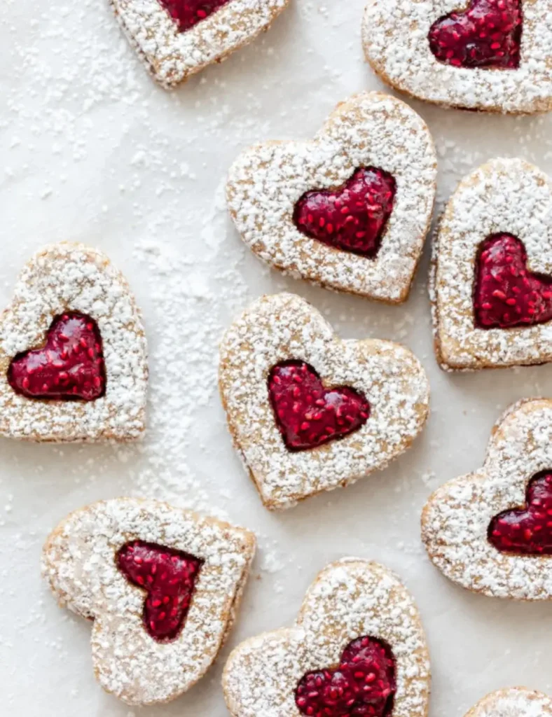 Healthy Linzer Heart Cookies.Valentine’s Day Cookie Recipes