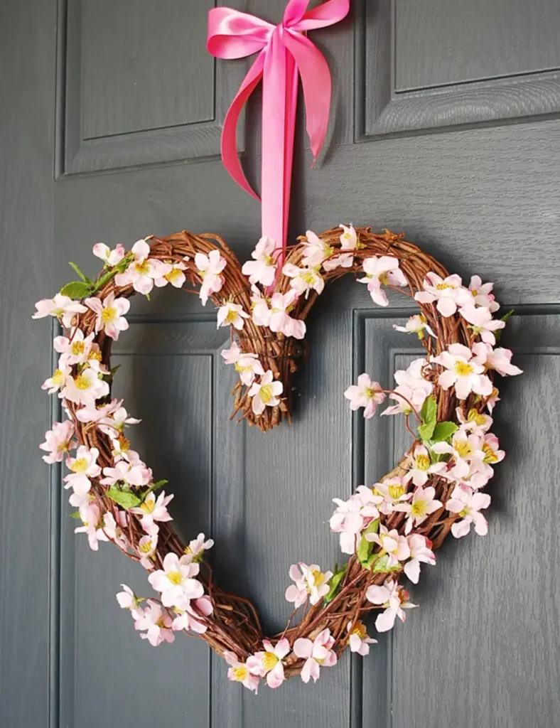 Heart-shaped Grapevine Wreath. DIY Valentine's Day Wreath Ideas