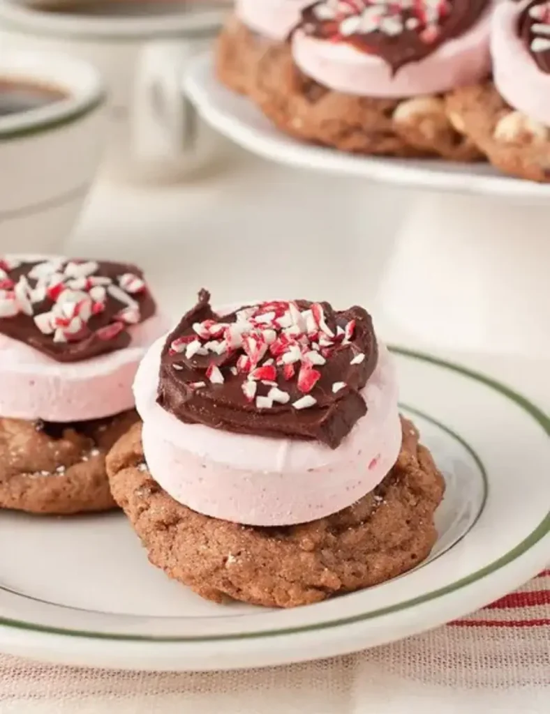 Hot Chocolate Cookies with Peppermint Marshmallows