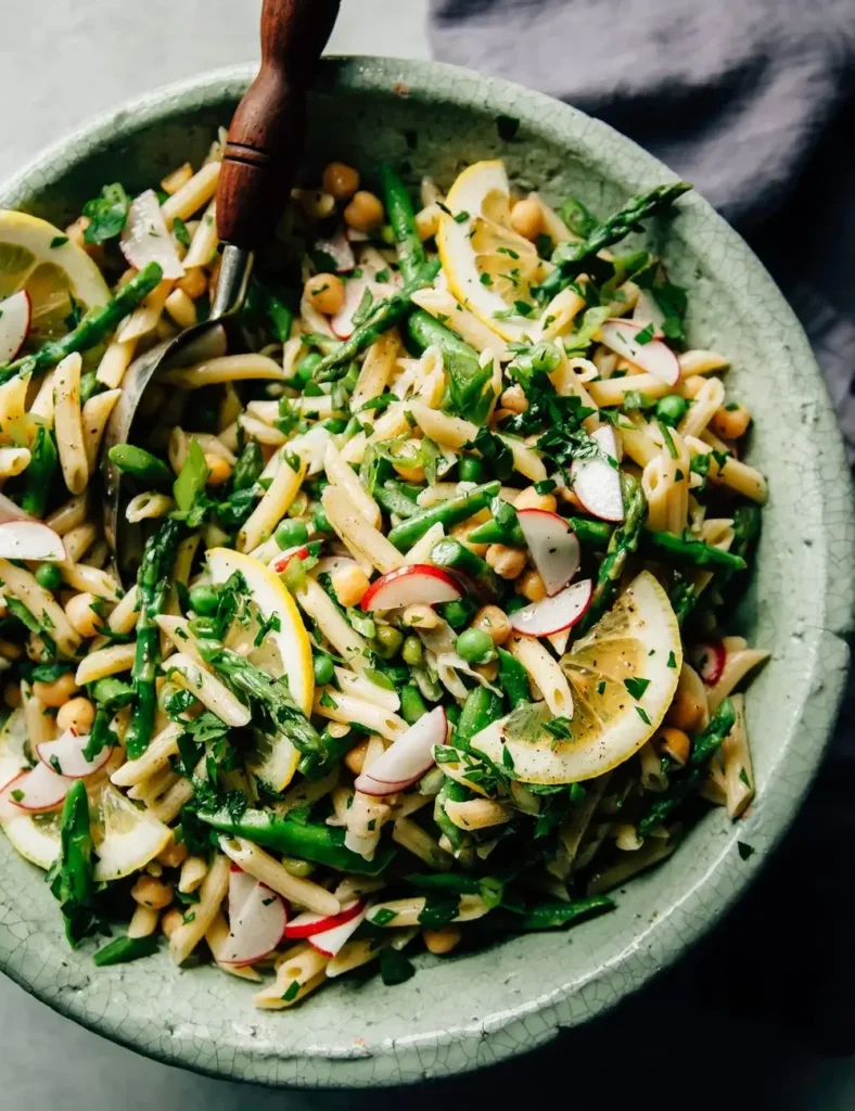 Lemony Spring Pasta Salad with Vegetables & Herbs. vegan pasta recipes