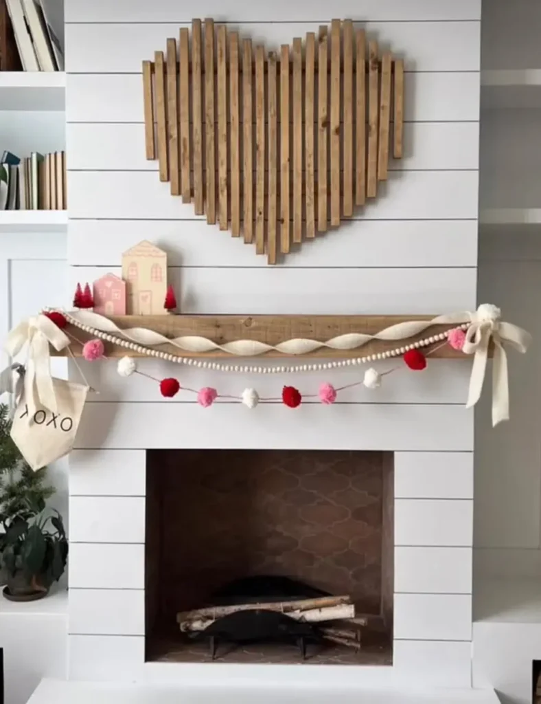 Minimalist Wood-Heart Mantel