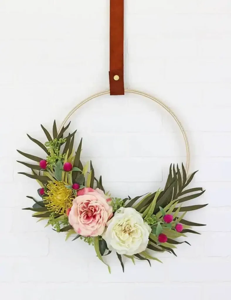 Modern Floral Wreath. DIY Valentine's Day Wreath Ideas