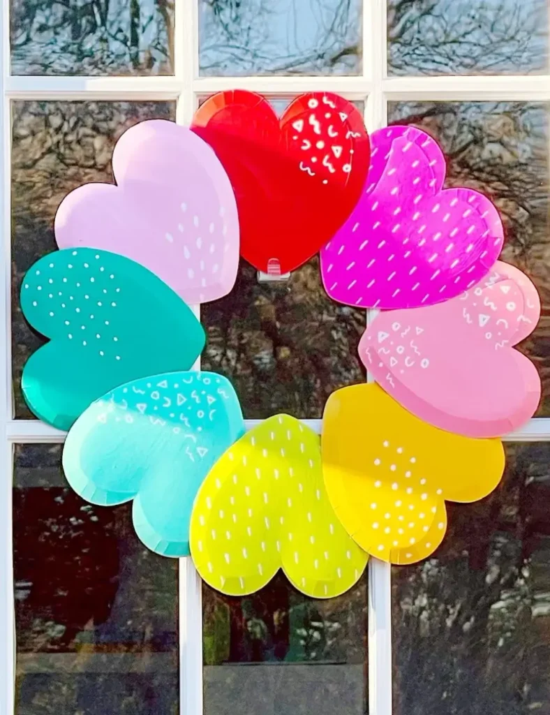 Rainbow Patterned Heart Wreath. DIY Valentine's Day Wreath Ideas