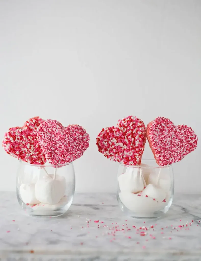 Rice Krispie Valentine Lollipops. No-Bake Valentine's Day Desserts