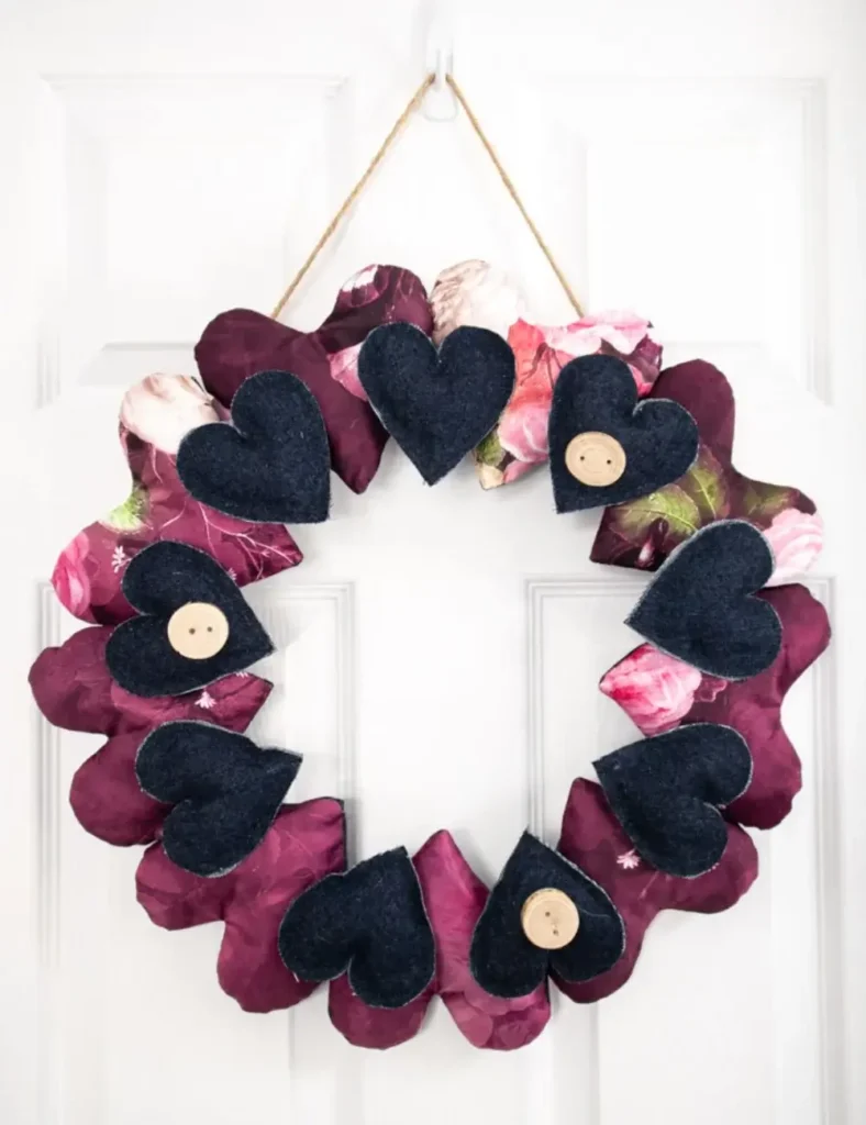 Scrap Fabric Wreath. DIY Valentine's Day Wreath Ideas
