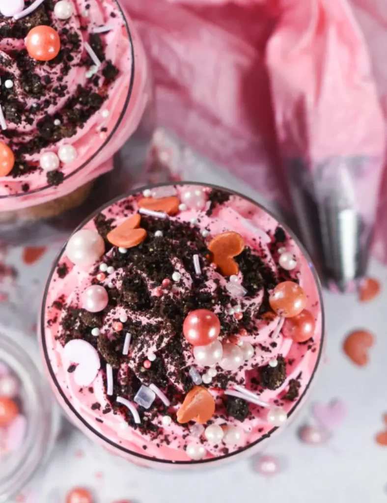 Valentine’s Day Parfait with Chocolate and Cherries. No-Bake Valentine's Day Desserts