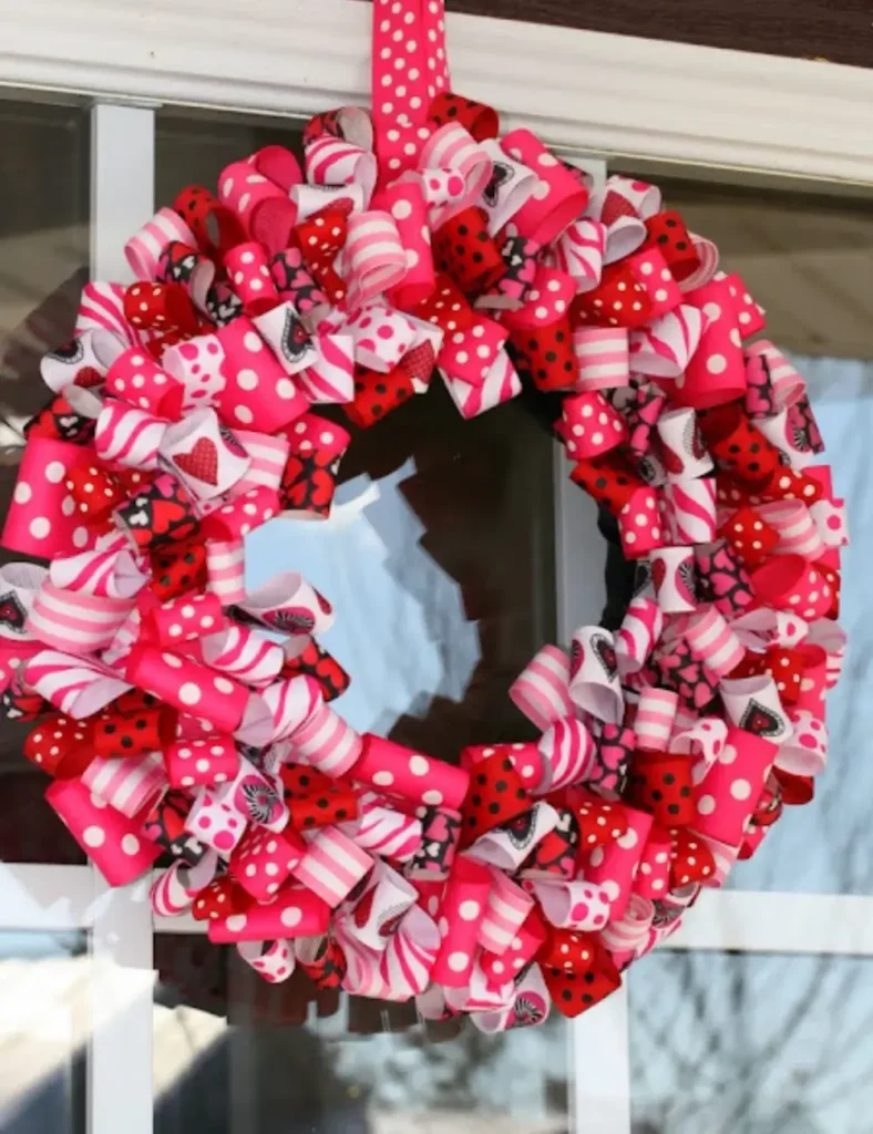Valentine's Day Ribbon Wreath. DIY Valentine's Day Wreath Ideas