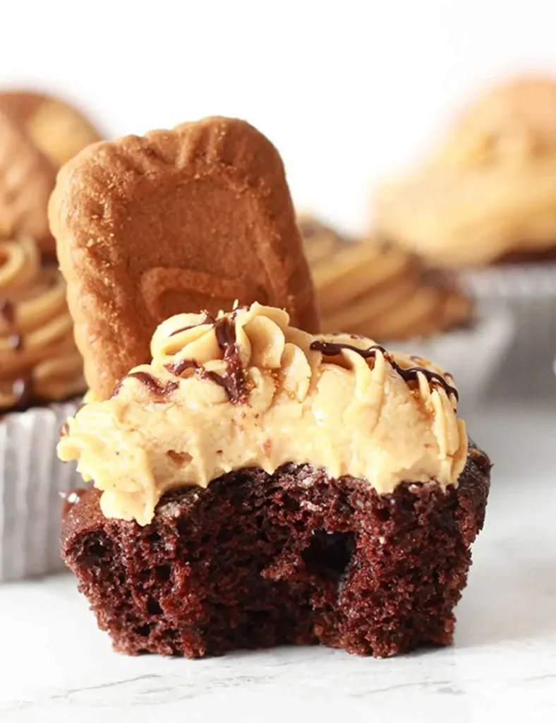 Vegan Chocolate Biscoff Cupcakes. vegan Christmas cupcake recipes