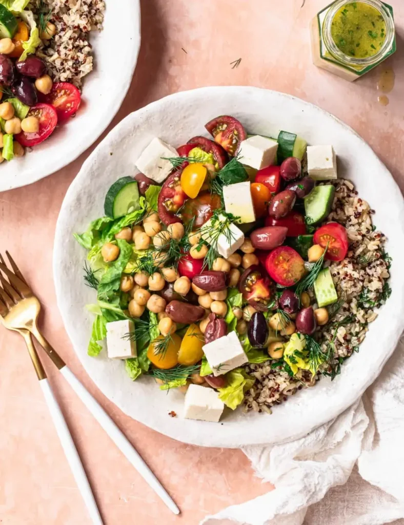 Warm mediterranean grain bowl