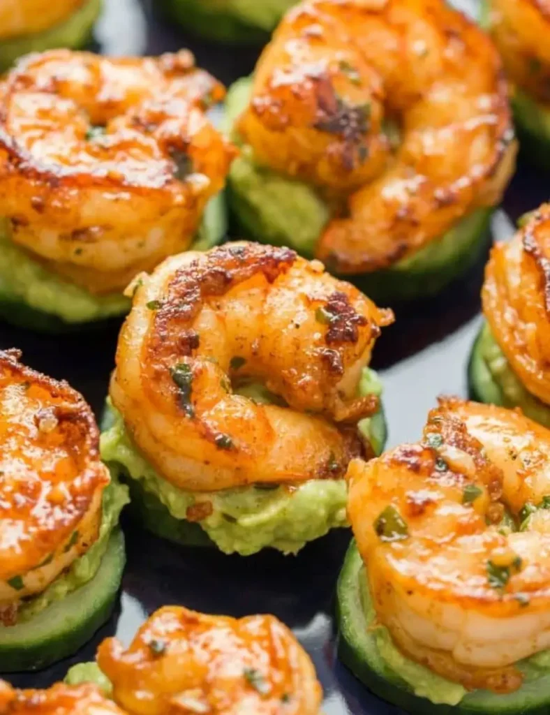 Avocado Cucumber Shrimp Appetizers. valentine's day appetizers