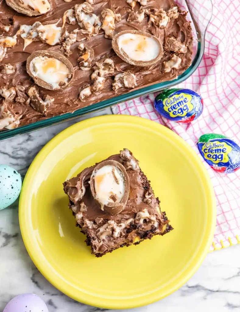 Cadbury Creme Egg Poke Cake