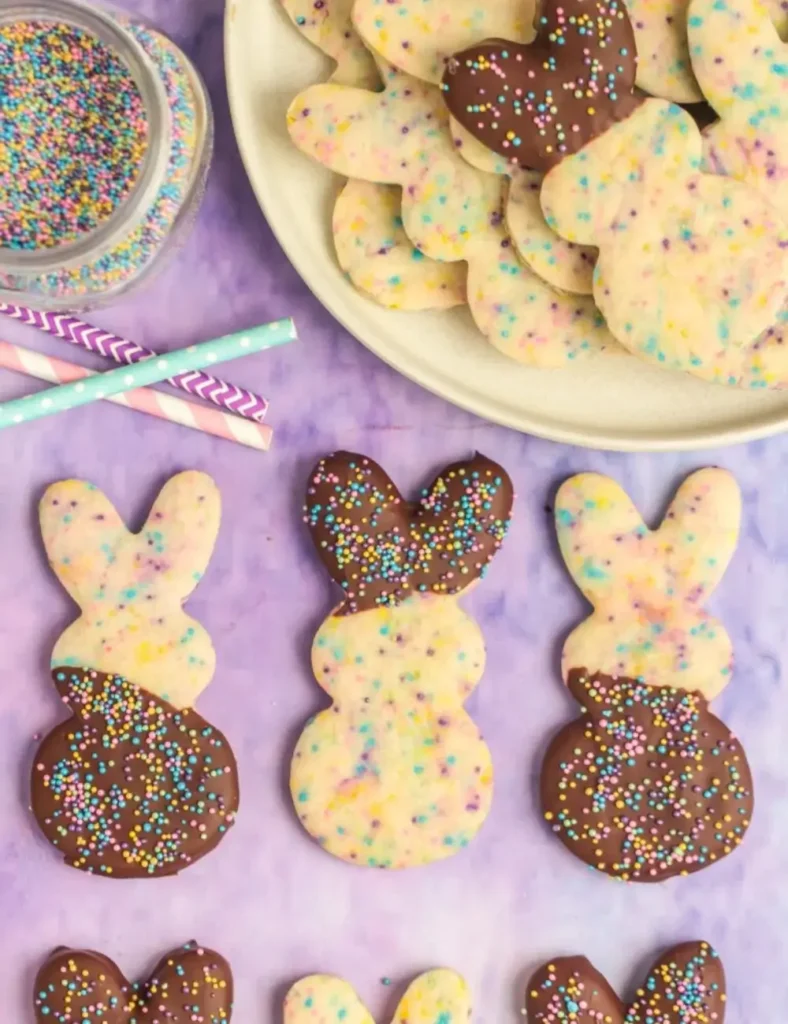 Chocolate Dipped Easter Bunny Sugar Cookies