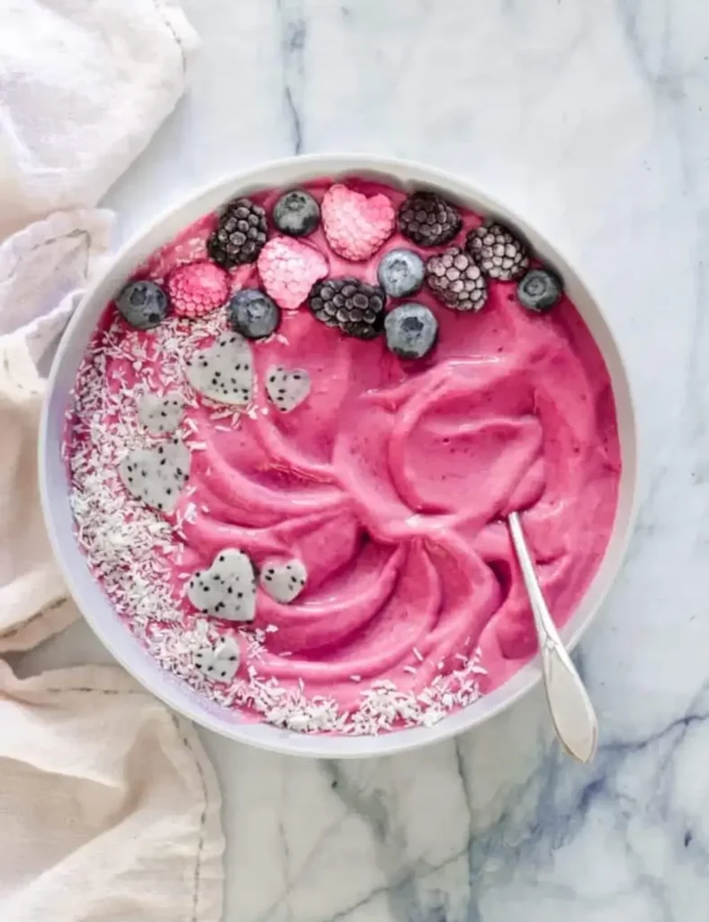 Creamy Pink Smoothie Bowl (Vegan + paleo + refined sugar free!)