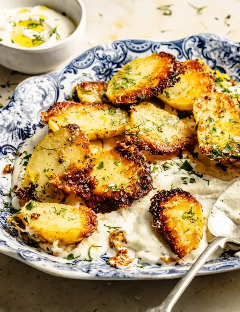 Crispy Parmesan Roasted Potatoes with Garlic, Lemon & Herbs. best potato side dishes