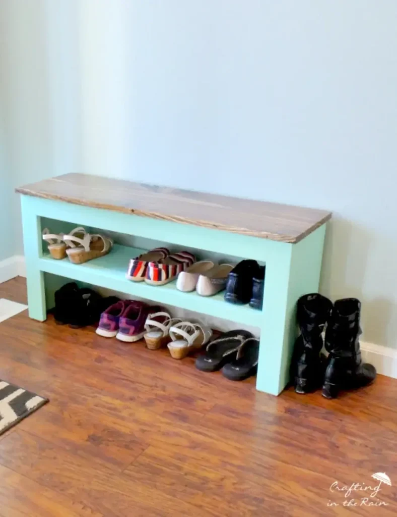 DIY Painted Shoe Bench