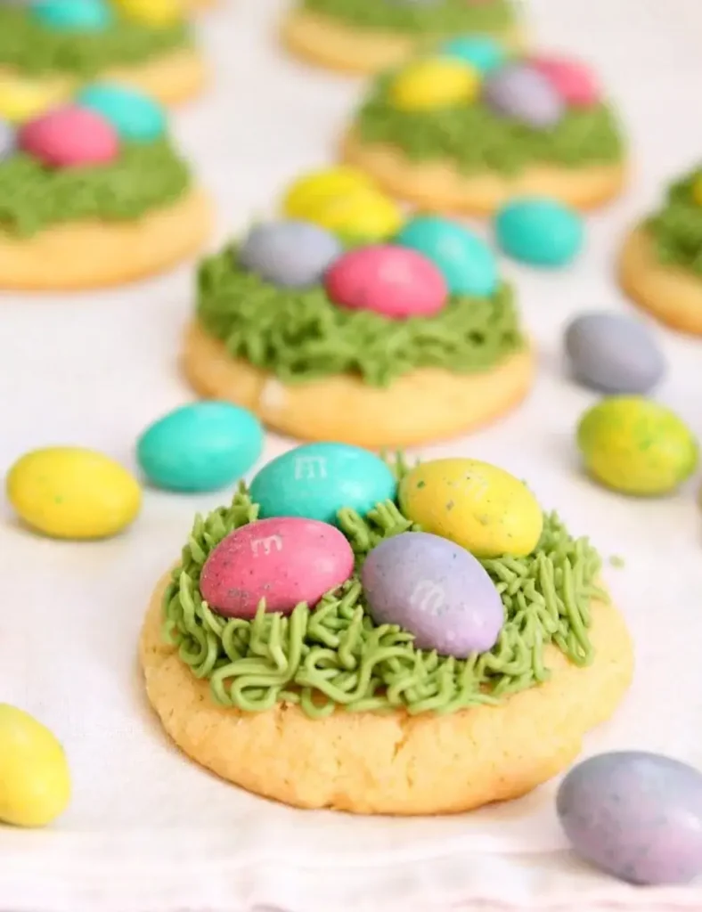 Easter Grass Sugar Cookies with M&M’s Eggs