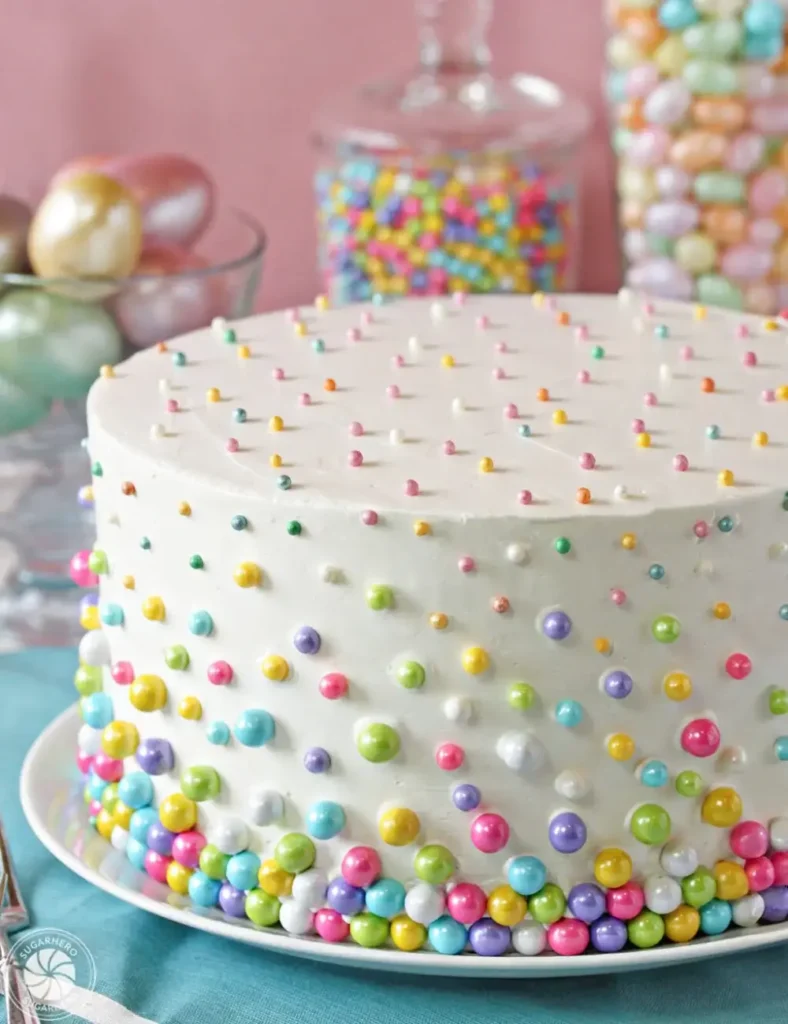 Easter Polka Dot Cake with Coconut Buttercream. Easter Cake Recipes