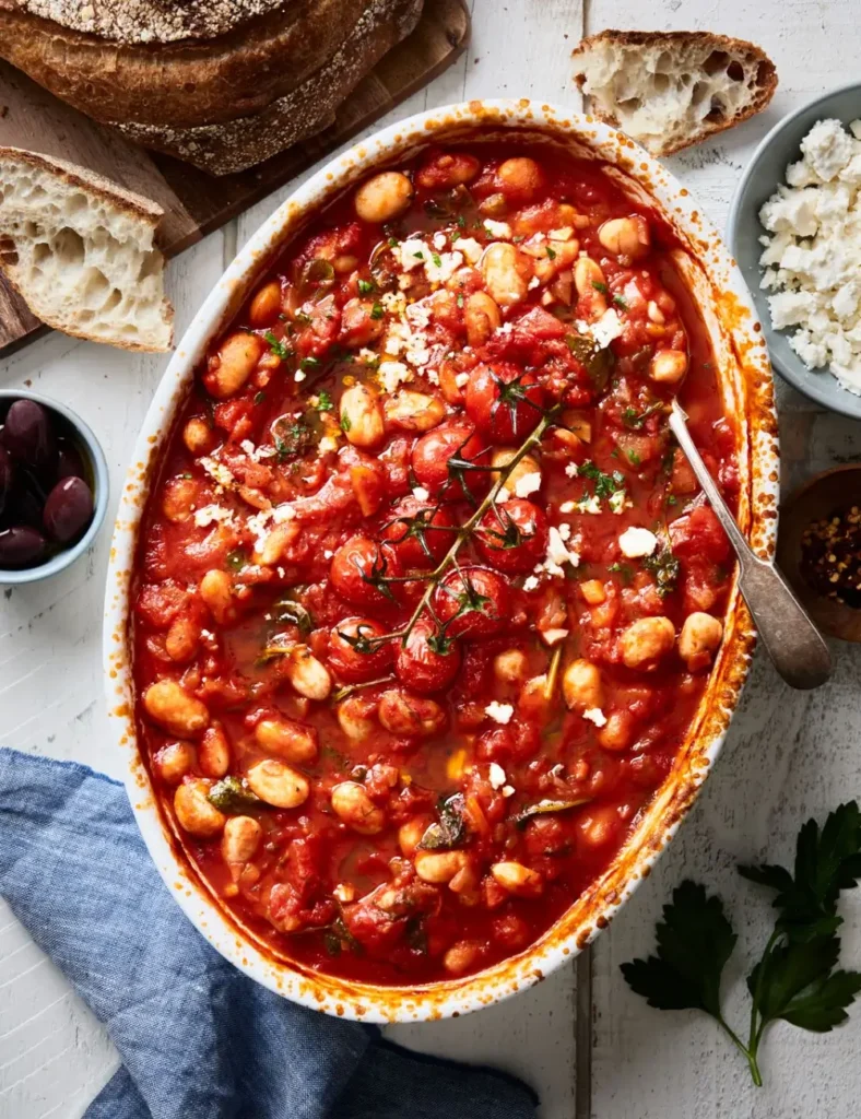 Gigantes Plaki - Greek-style baked white beans. Greek Side Dishes