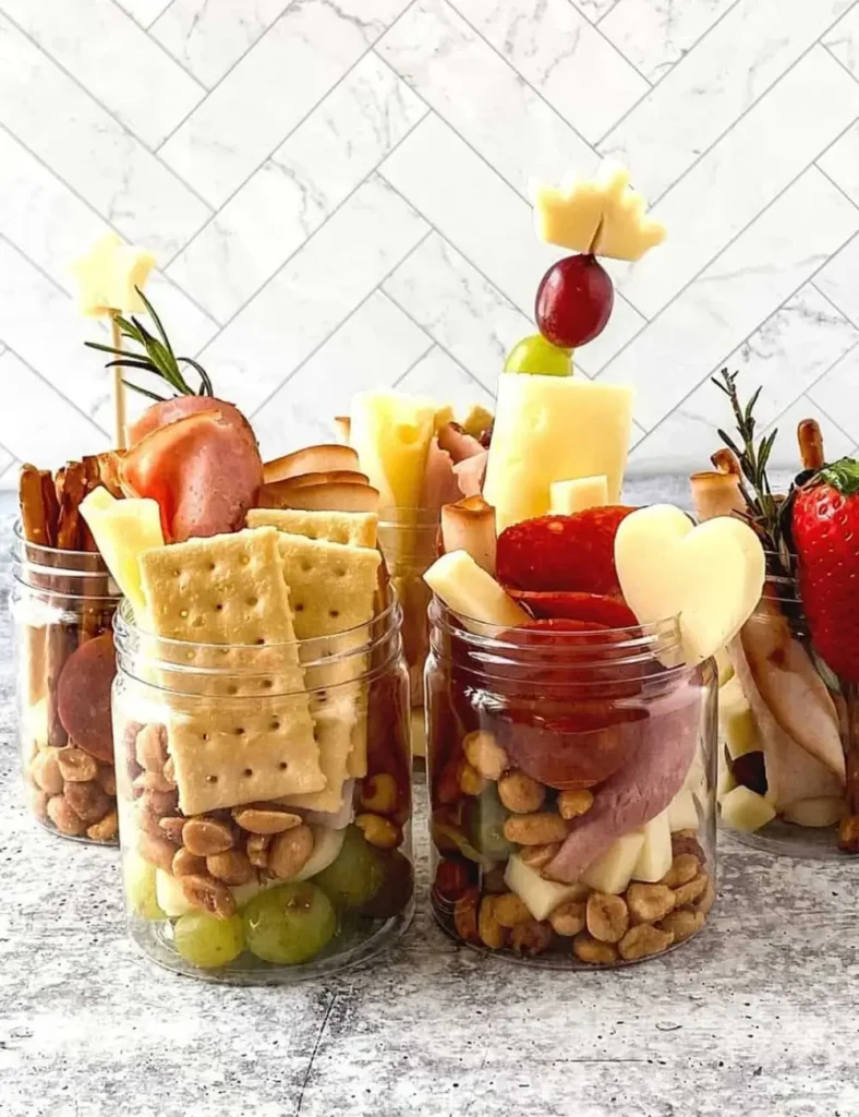 Jarcuterie Mason Jars. valentine's day appetizers