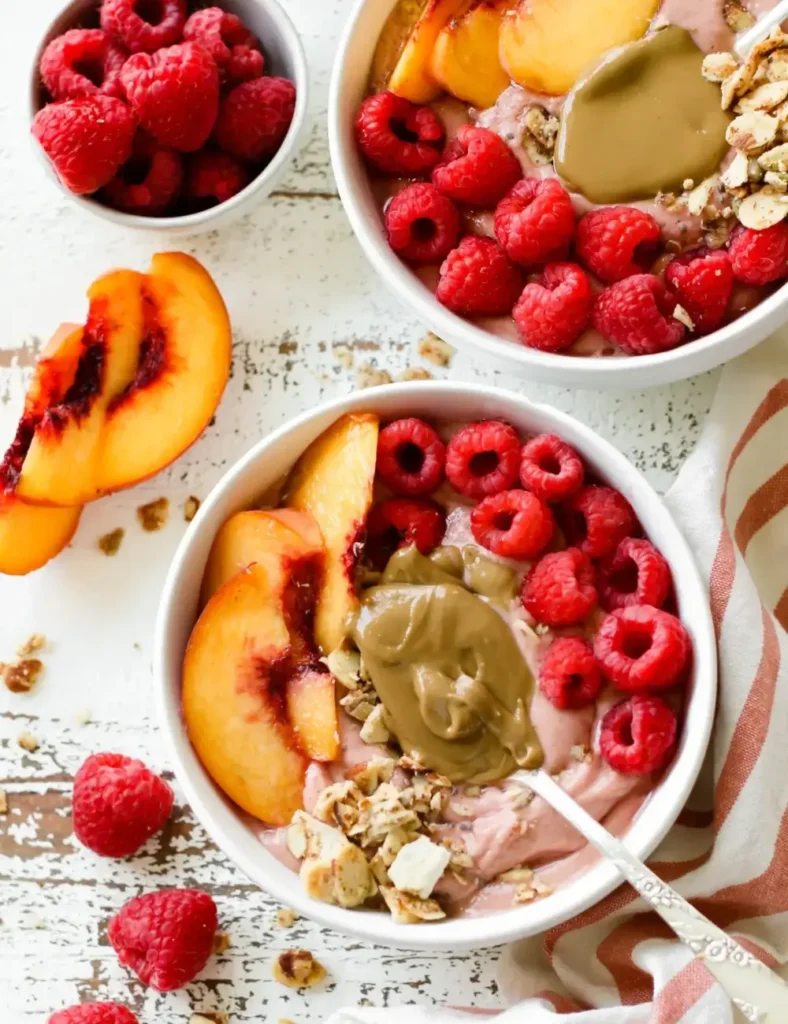 Peach Raspberry SunButter Smoothie Bowl