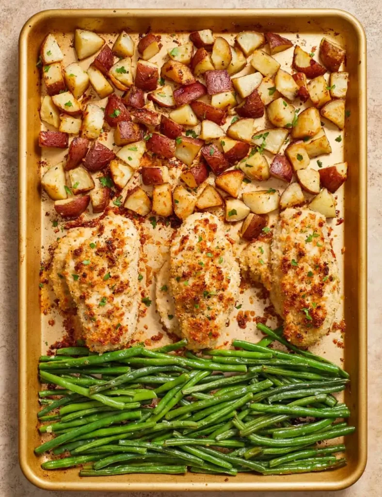 Parmesan Crusted Chicken Sheet Pan Dinner